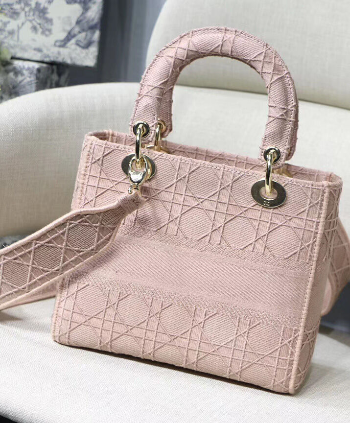 Christian Dior Medium Lady D Lite Canvas Bag Pink